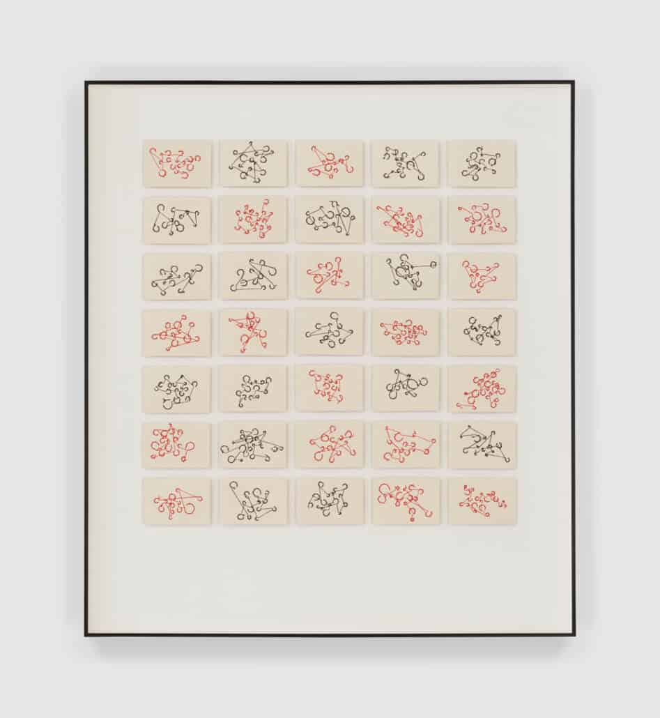 DuduBloom More, Aligning Unsettled Calm I, 2020, Hand sewn cotton thread on paper, Courtesy of Berman Contemporary  