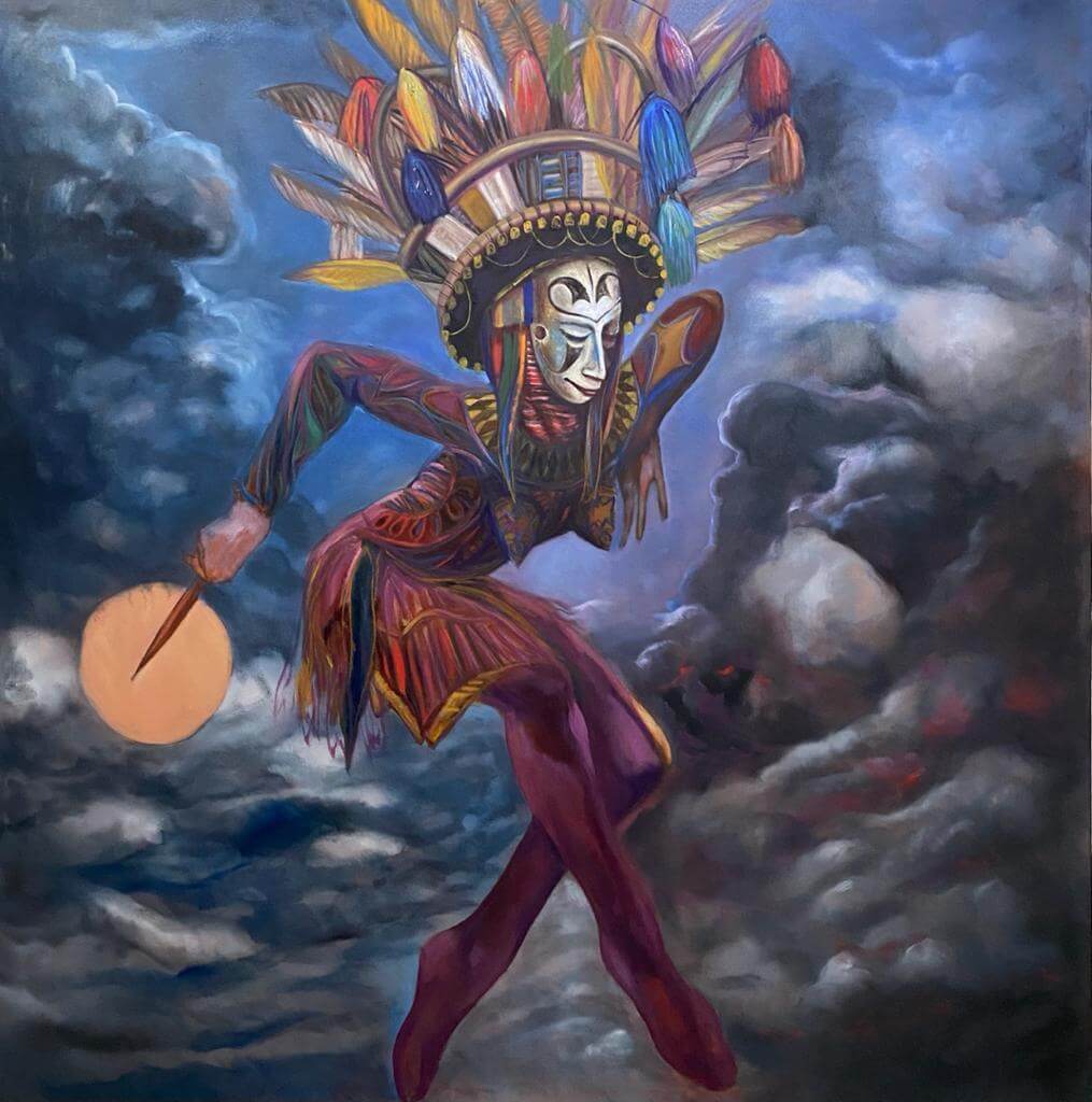 Spirit in Flight, 2021. Oil on canvas, 147.2 x 145cm. Courtesy of the artist & SMO Contemporary Art.