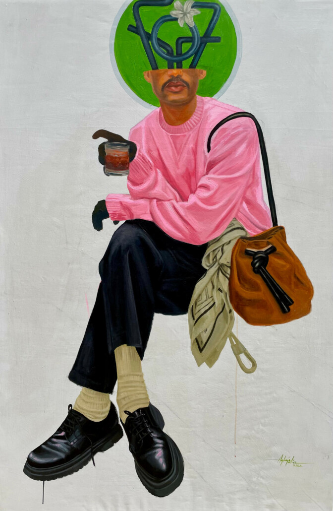 Julius Agbaje, Flowers are boys too II, 2022. Acrylic on canvas, 60 x 48inches.