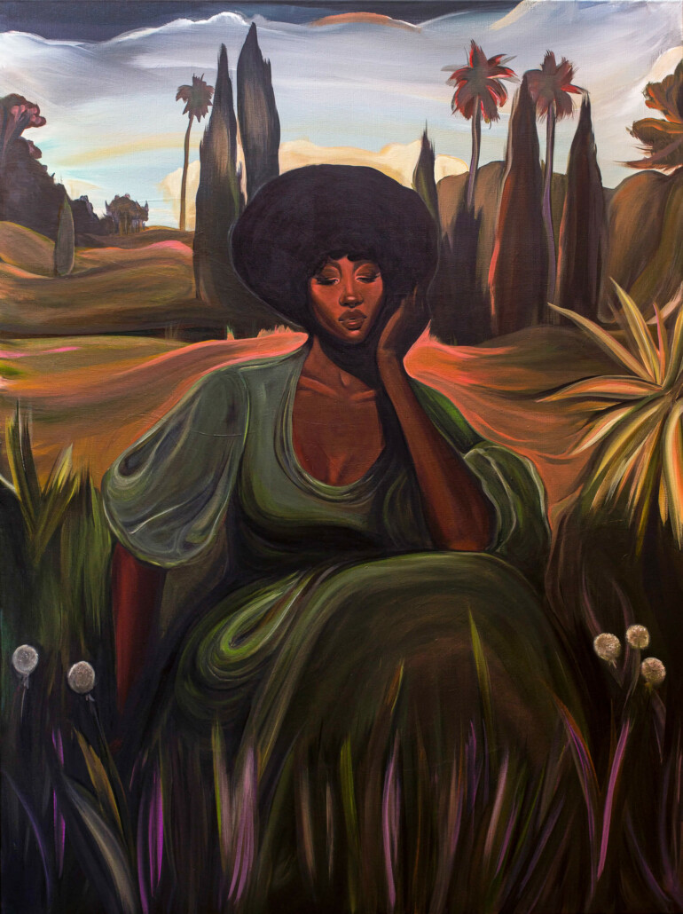 Megan Gabrielle Harris, Her Idyll, 2022, Acrylic on canvas, 36 x 48 inches.